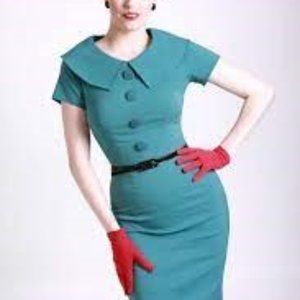 Bettie Page & Tatyana Pinup Dress in Teal